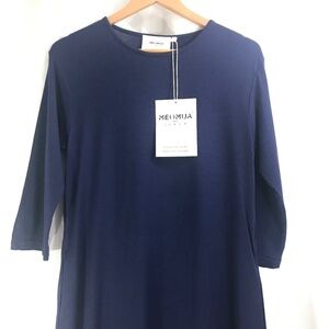 MEOMUA Women's Navy Blue Minimalist Linen A-Line Dress Size Small NWT.